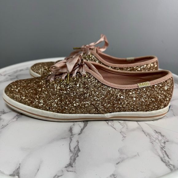Kate Spade X Keds Women’s Sneakers sz 8 Glitter Encrusted N-39 - Picture 3 of 8